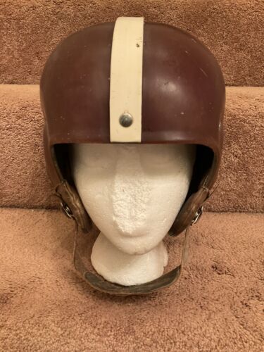 Riddell 1950s RT2 Football Helmet Maroon Under Clear Shell Vintage Chin Strap Sports Mem, Cards & Fan Shop:Fan Apparel & Souvenirs:Football-NFL Riddell   