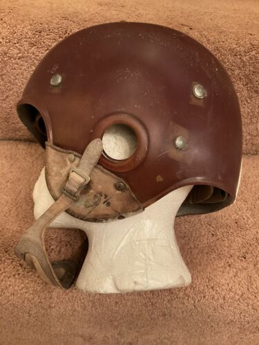 Riddell 1950s RT2 Football Helmet Maroon Under Clear Shell Vintage Chin Strap Sports Mem, Cards & Fan Shop:Fan Apparel & Souvenirs:Football-NFL Riddell   