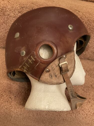 Riddell 1950s RT2 Football Helmet Maroon Under Clear Shell Vintage Chin Strap Sports Mem, Cards & Fan Shop:Fan Apparel & Souvenirs:Football-NFL Riddell   