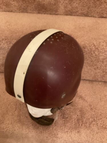 Riddell 1950s RT2 Football Helmet Maroon Under Clear Shell Vintage Chin Strap Sports Mem, Cards & Fan Shop:Fan Apparel & Souvenirs:Football-NFL Riddell   