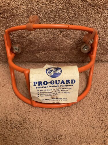 cage helmet football Vintage Cramer Super Pro OPO X-Large Green Dot Orange Football Helmet – WESTBROOKSPORTSCARDS