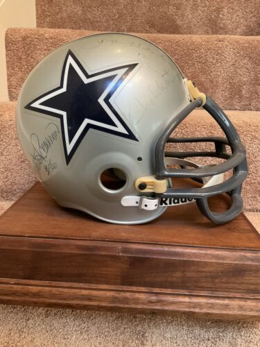 Dallas Cowboys Autographed Riddell Football Helmet Landry Staubach Dorsett White