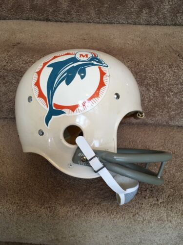 Vintage Riddell Kra-Lite TK2 Football Helmet-1971 Miami Dolphins RARE Large Hoop