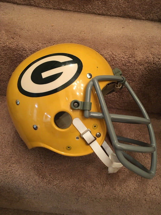 Original Authentic Vintage NFL Riddell Kra-Lite Game Football Helmets circa 1960-1970: Vintage Riddell Kra-Lite Old Football Helmet 1973 Green Bay Packers Ray Nitschke