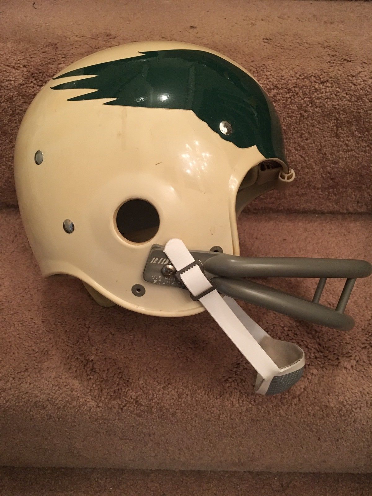 Original Authentic Vintage NFL Riddell Kra-Lite Game Football Helmets circa 1960-1970: Philadelphia Eagles Riddell 1970 Kra-Lite TK-2 Football Helmet Very Rare  WESTBROOKSPORTSCARDS   