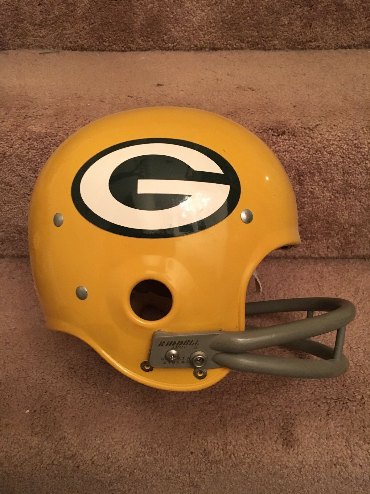 Original Authentic Vintage NFL Riddell Kra-Lite Game Football Helmets circa 1960-1970: Vintage Riddell Kra-Lite Old Football Helmet- 1971 Green Bay Packers  WESTBROOKSPORTSCARDS   