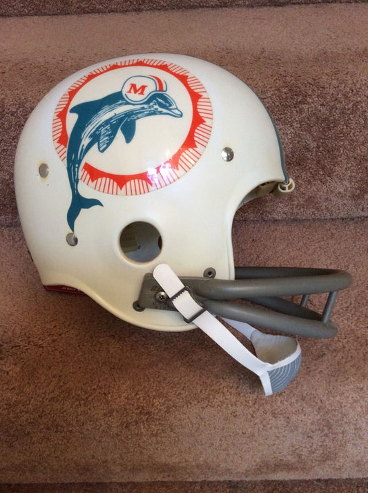 Original Authentic Vintage NFL Riddell Kra-Lite Game Football Helmets circa 1960-1970: Vintage Riddell Kra-Lite TK2 Football Helmet-1973 Miami Dolphins - Rare