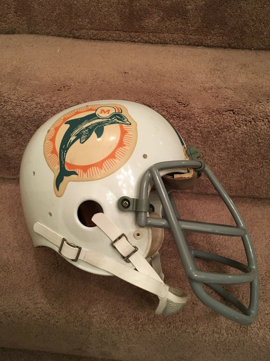 Original Authentic Vintage NFL Riddell Kra-Lite Game Football Helmets circa 1960-1970: Vintage Riddell PAC-44 Football Helmet-1972 Miami Dolphins Bob Kuechenberg  WESTBROOKSPORTSCARDS   