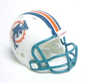 Riddell Pocket Pro and Throwback Pocket Pro mini helmets ( NFL ): Miami Dolphins Throwback Revolution Pocket Pro Helmet