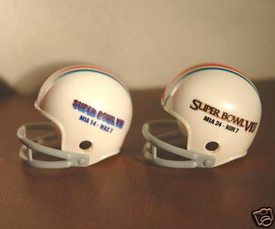 Riddell Pocket Pro and Throwback Pocket Pro mini helmets ( NFL ): Miami Dolphins Super Bowl VII and VIII Championship Pocket Pro Helmets (2 Helmets)