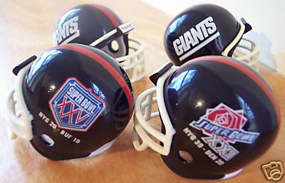Riddell Pocket Pro and Throwback Pocket Pro mini helmets ( NFL ): New York Giants Super Bowl XXI and XXV Championship Pocket Pro Helmets (2 Helmets)