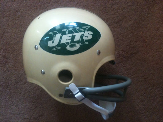 Game Used NFL, Riddell Kra-Lite, and Miscellaneous Helmets: New York Jets Authentic Vintage NFL Riddell Kra-Lite Game Football Helmet circa 1969  WESTBROOKSPORTSCARDS   