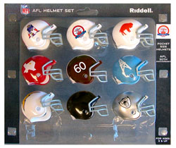 Riddell Pocket Pro and Throwback Pocket Pro mini helmets ( NFL ): Riddell AFL 50th Anniversary Pocket Pro Helmet Set