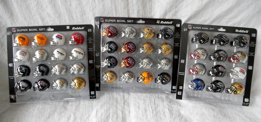 Riddell Super Bowl Pocket Pro Complete Set- Includes all 44 helmets of Series 1, 2, & 3- OUT  WESTBROOKSPORTSCARDS   