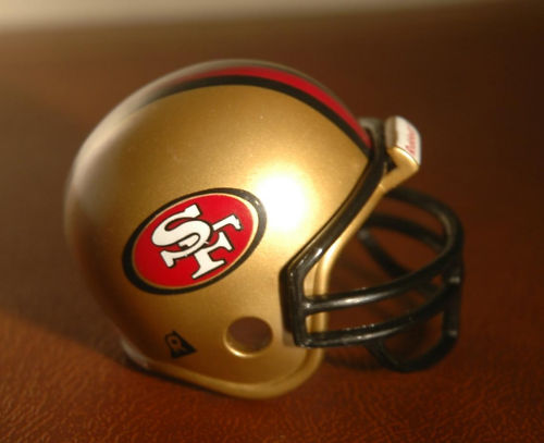 Riddell Pocket Pro and Throwback Pocket Pro mini helmets ( NFL ): San Francisco 49ers Pocket Pro (Alternate Black Mask)