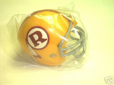 Riddell Pocket Pro and Throwback Pocket Pro mini helmets ( NFL ): Washington Redskins 1970-71 Throwback Pocket Pro (Gold helmet with "R" Logo & Gray Mask) from series 2