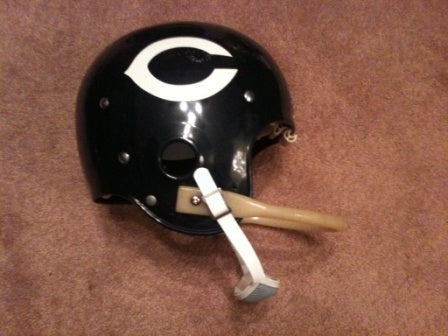 Game Used NFL, Riddell Kra-Lite, and Miscellaneous Helmets: Chicago Bears Authentic Vintage NFL Riddell Kra-Lite Game Football Helmet with Adams mask Circa 1971