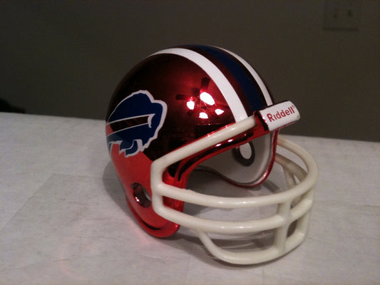 Riddell Pocket Pro and Throwback Pocket Pro mini helmets ( NFL ): Buffalo Bills 1987-2001 Throwback Chrome Pocket Pro Helmet