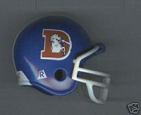 Riddell Pocket Pro and Throwback Pocket Pro mini helmets ( NFL ): Denver Broncos 1975-1996 Throwback Pocket Pro Helmet (Blue Helmet D logo and White Mask)