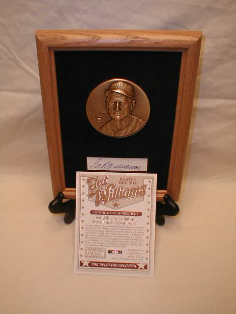 Ted Williams Autograph Sculpture Medallion and Signature Set