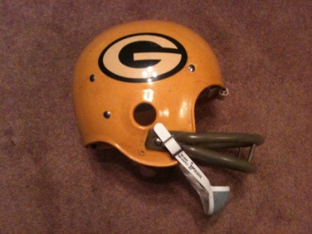 Game Used NFL, Riddell Kra-Lite, and Miscellaneous Helmets: Green Bay Packers Authentic Vintage NFL Riddell Kra-Lite Game Football Helmet Paul Hornung Circa 1971  WESTBROOKSPORTSCARDS   