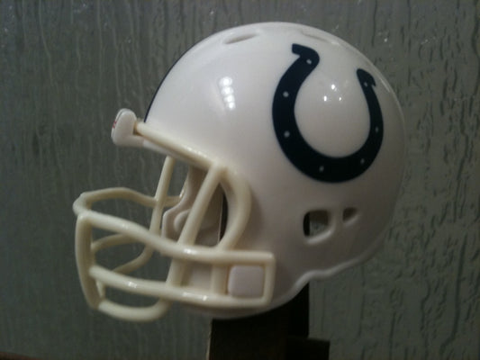 Riddell Pocket Pro and Throwback Pocket Pro mini helmets ( NFL ): Indianapolis Colts Revolution Pocket Pro Helmet (Throwback White mask)