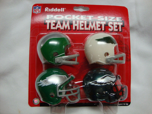 Philadelphia Eagles 4-Pack Riddell NFL Pocket Pro Helmet Set  WESTBROOKSPORTSCARDS   